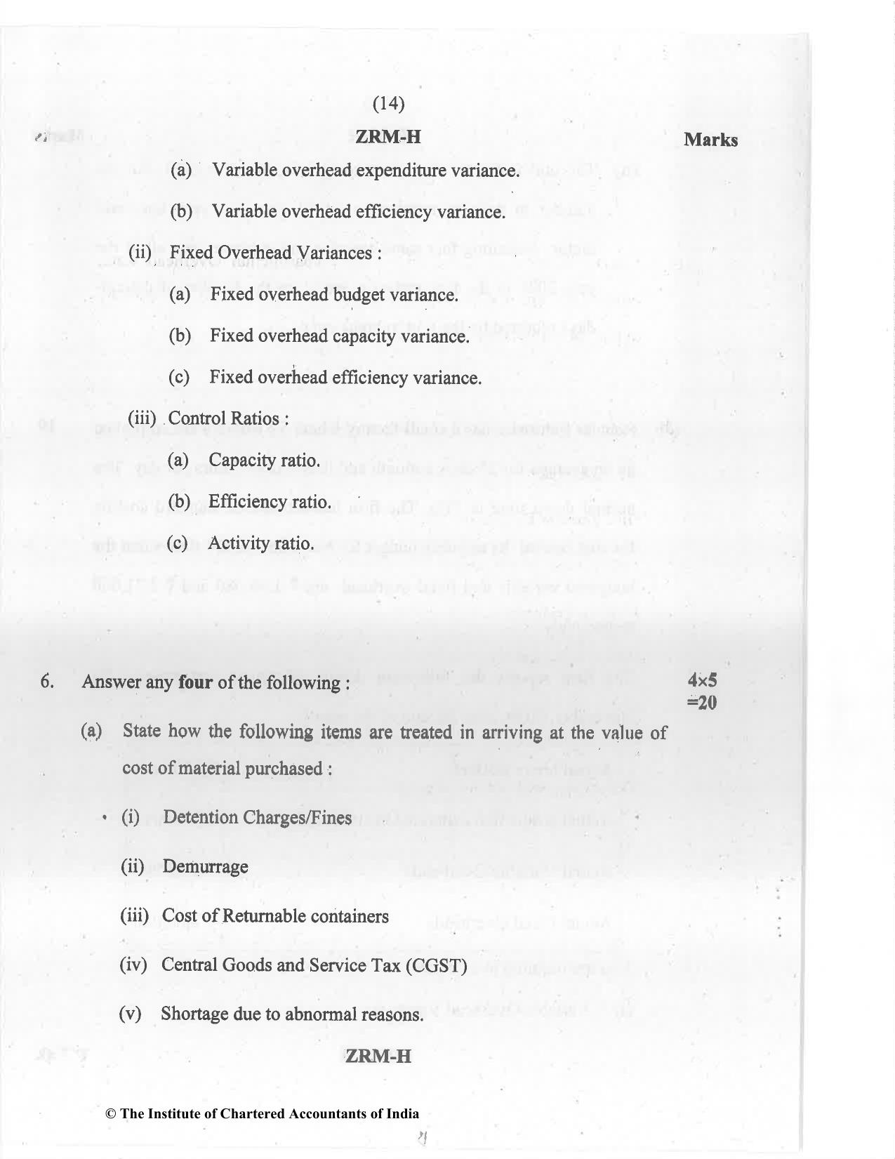 CA Inter Jan 2021 Question Paper - Paper 3 – Cost and Management Accounting - Page 14