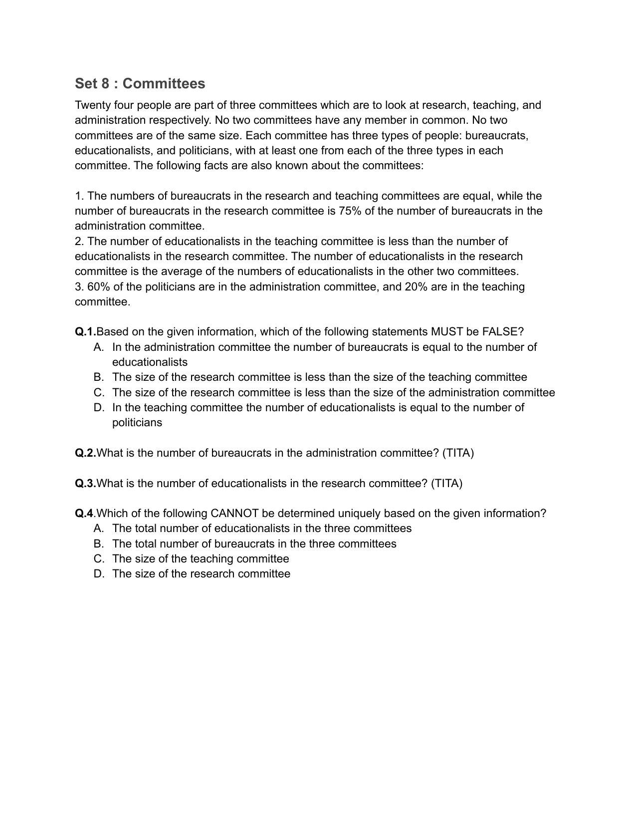 CAT 2018 CAT DILR Slot 1 Question Paper - Page 9