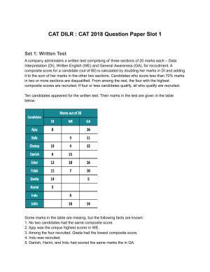CAT 2018 CAT DILR Slot 1 Question Paper