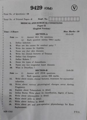 AP Inter 2nd Year Vocational Question Paper March - 2020 - Medical Surgical Conditions - II (old)