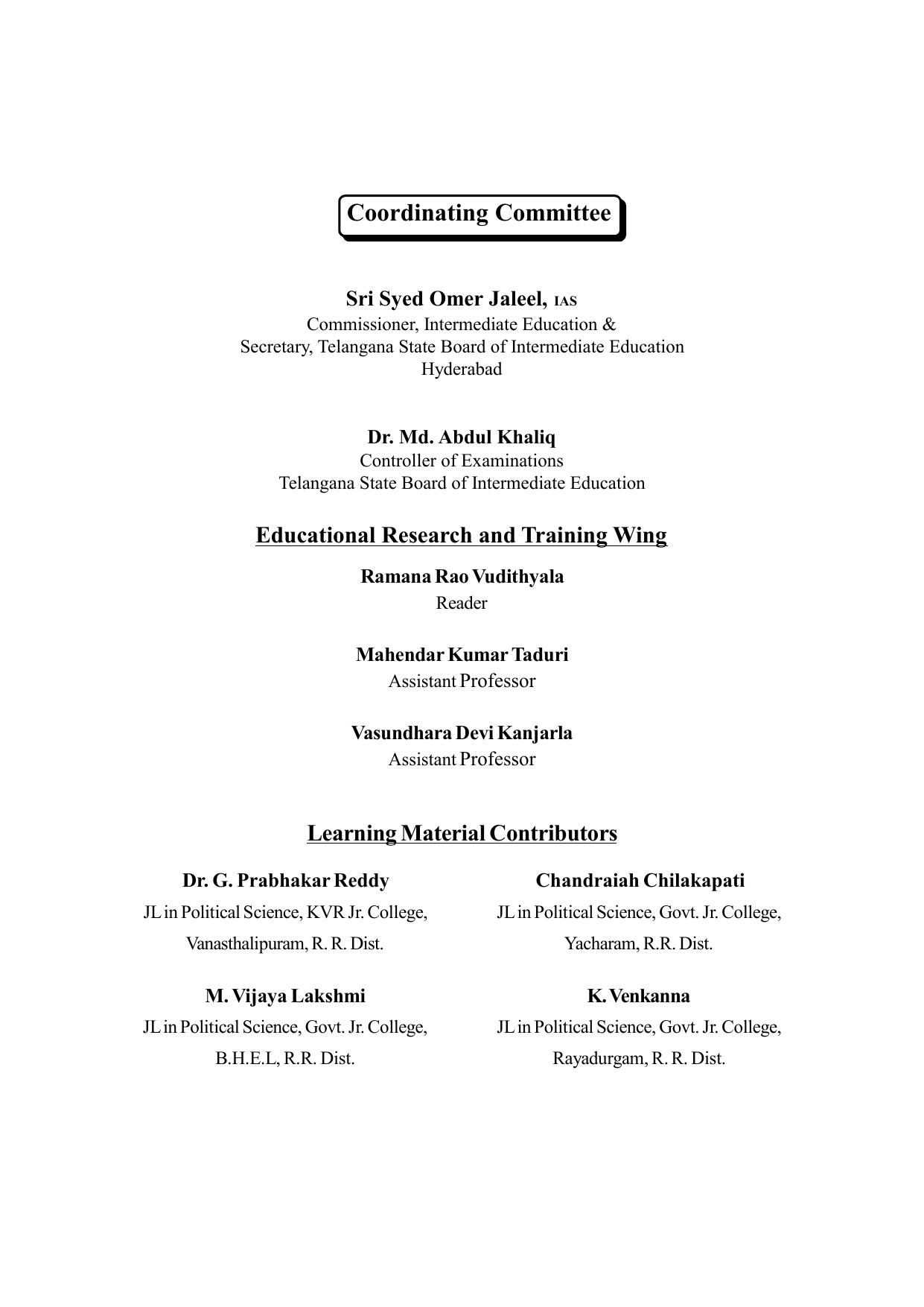 TS SCERT Inter 1st Year Political Science Path 1 (English Medium) Text Book - Page 3