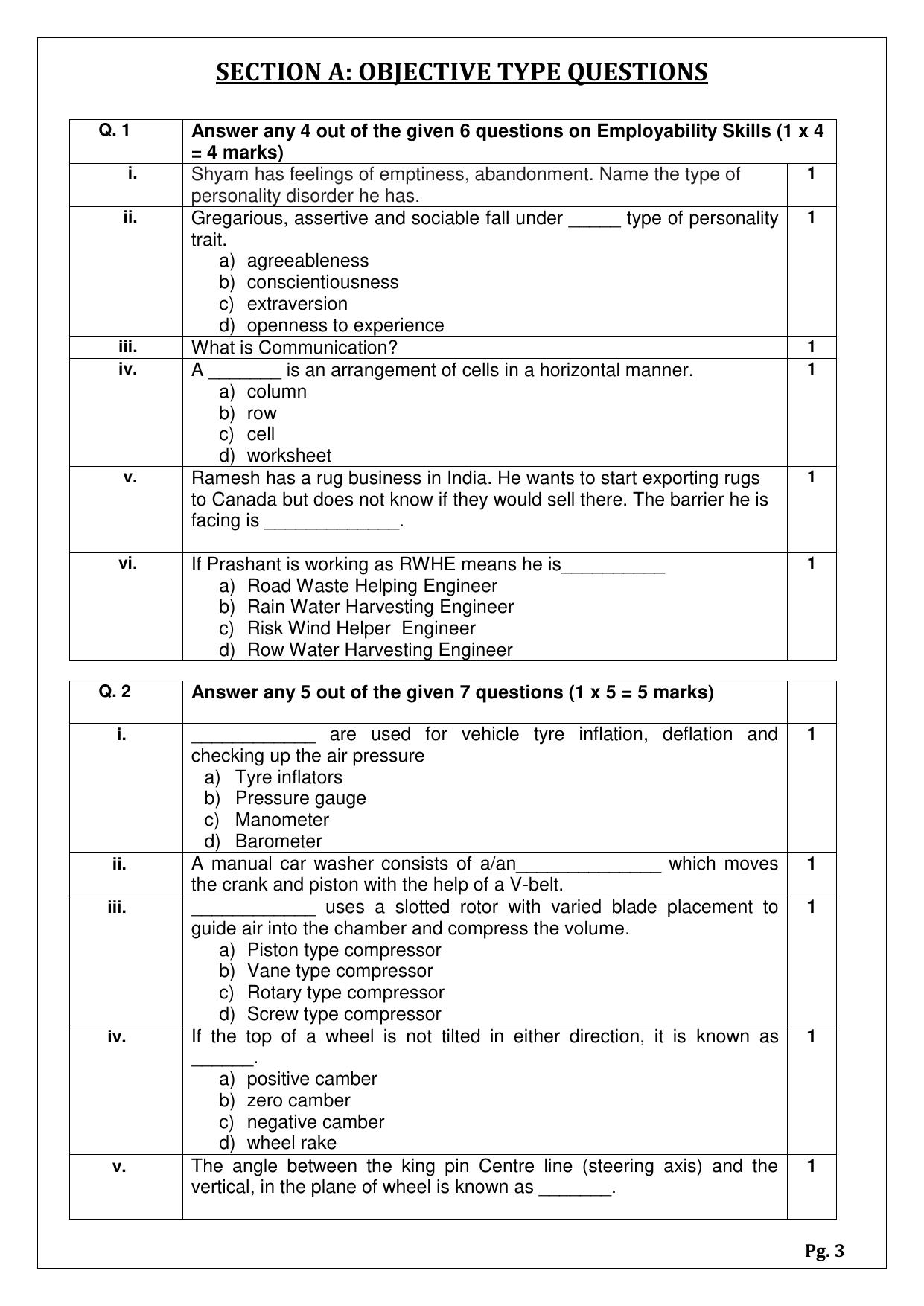 CBSE Class 12 (Skill Education) Automotive 2024 Sample Paper - Page 3