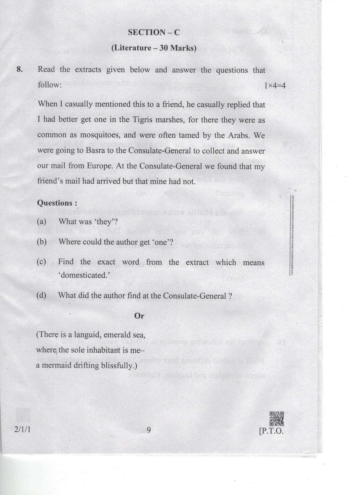 CBSE Class 10 2-1-1 Eng.L.L. 2019 Question Paper - Page 9