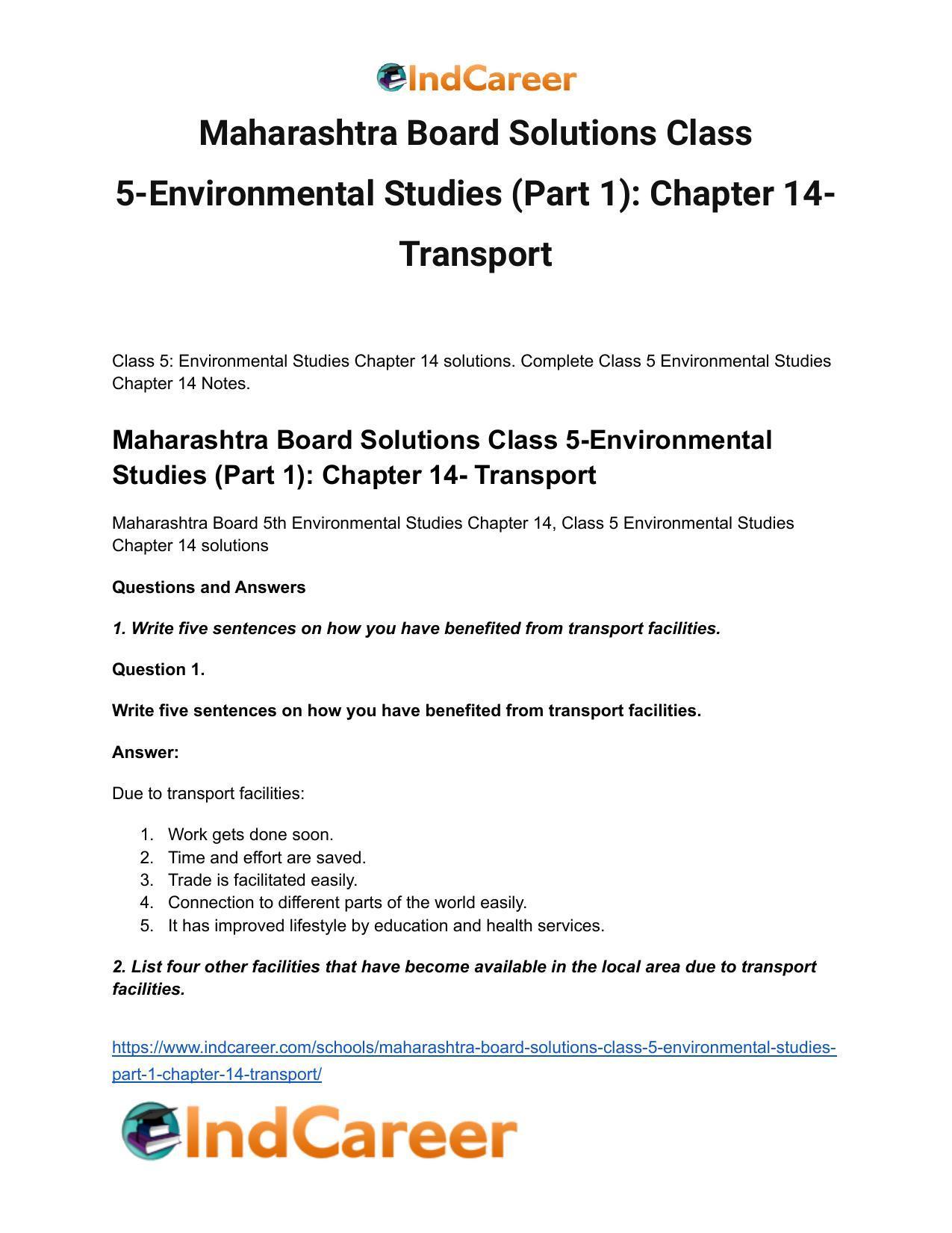 Maharashtra Board Solutions Class 5-Environmental Studies (Part 1): Chapter 14- Transport - Page 2