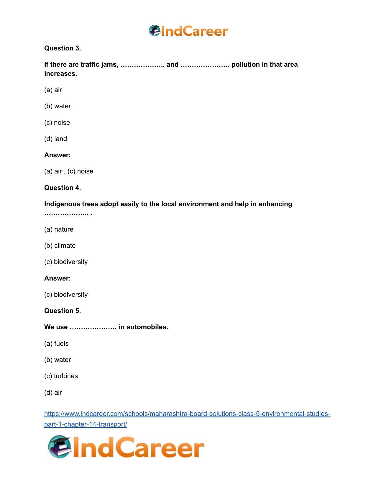 Maharashtra Board Solutions Class 5-Environmental Studies (Part 1): Chapter 14- Transport - Page 6