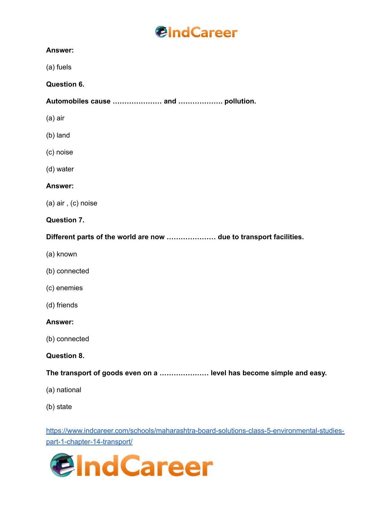 Maharashtra Board Solutions Class 5-Environmental Studies (Part 1): Chapter 14- Transport - Page 7