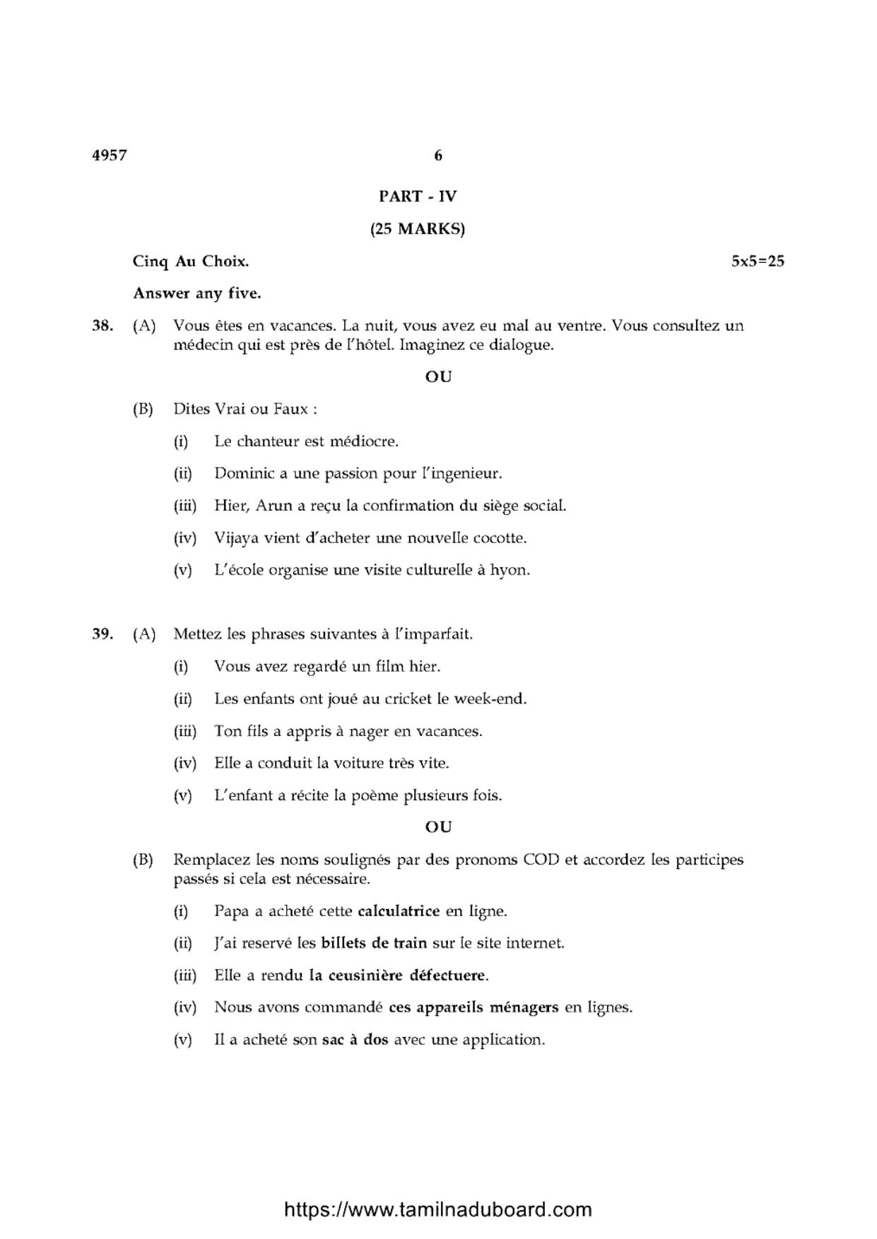 TN Class 10 French-P1-4957 Question Papers 2021 - Page 6