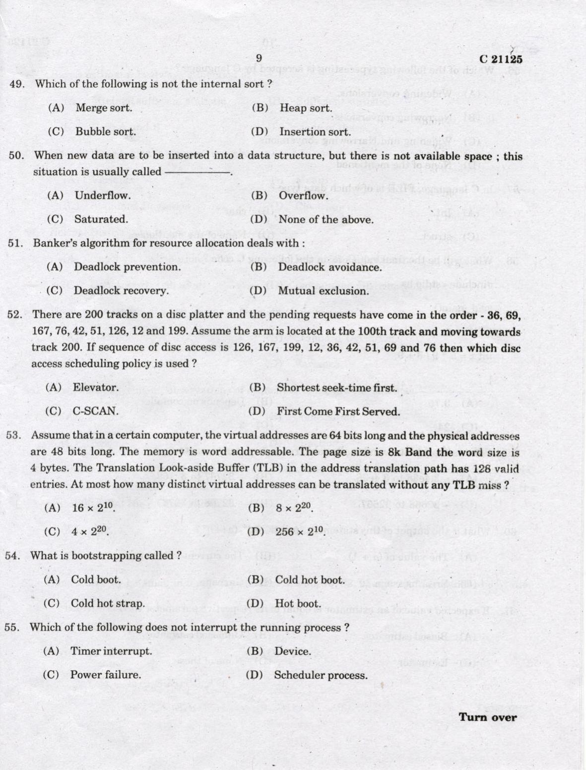 CUCAT 2022 Master of Computer Application (MCA) Question Paper - Page 9