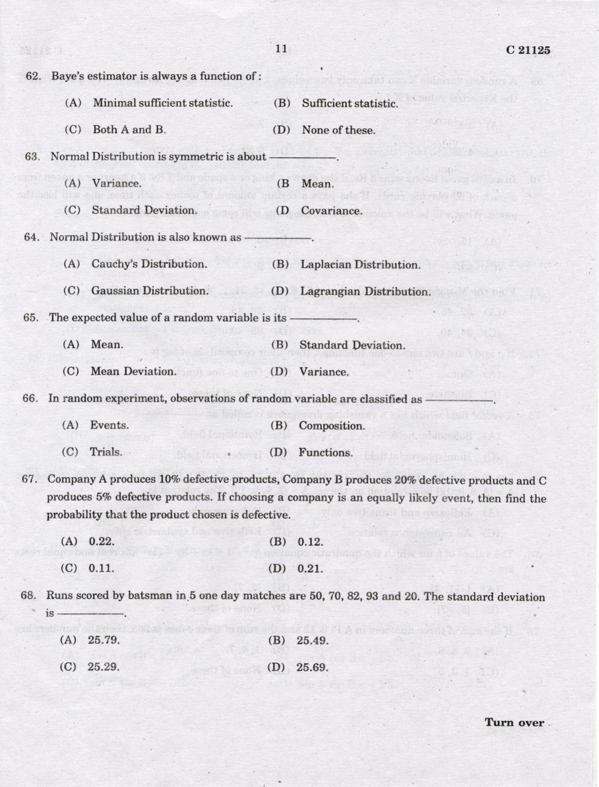 CUCAT 2022 Master of Computer Application (MCA) Question Paper - Page 11
