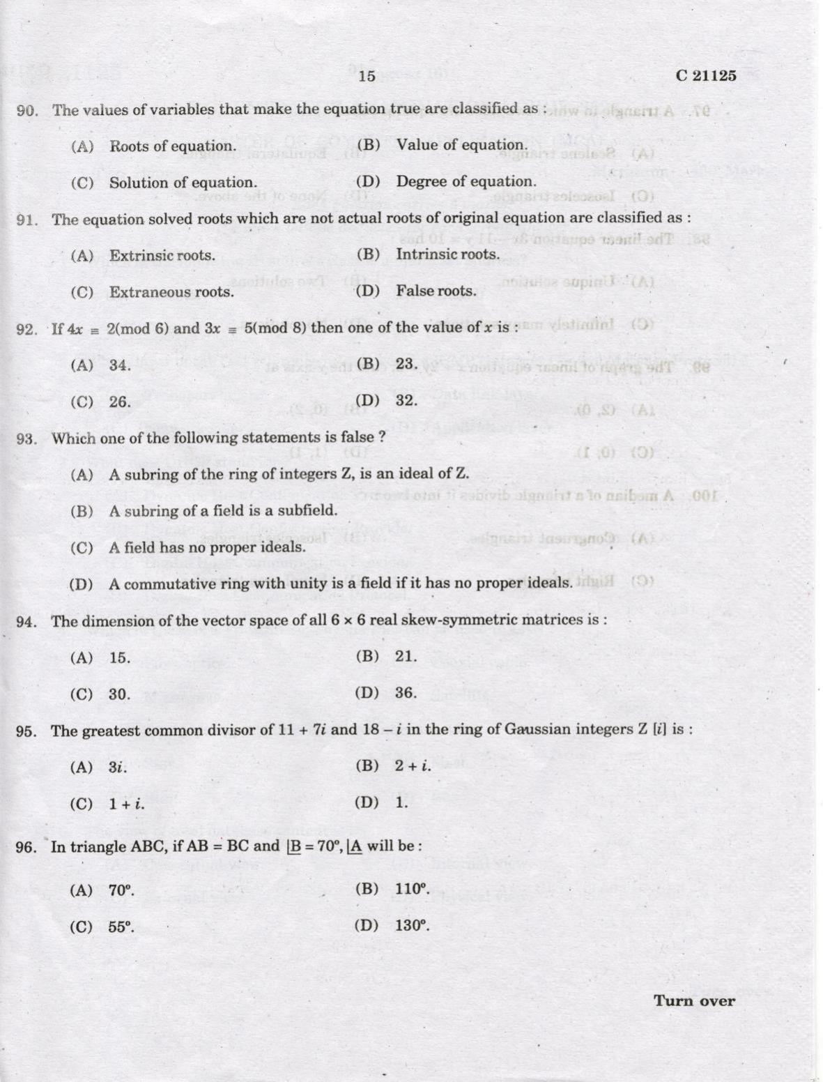 CUCAT 2022 Master of Computer Application (MCA) Question Paper - Page 15