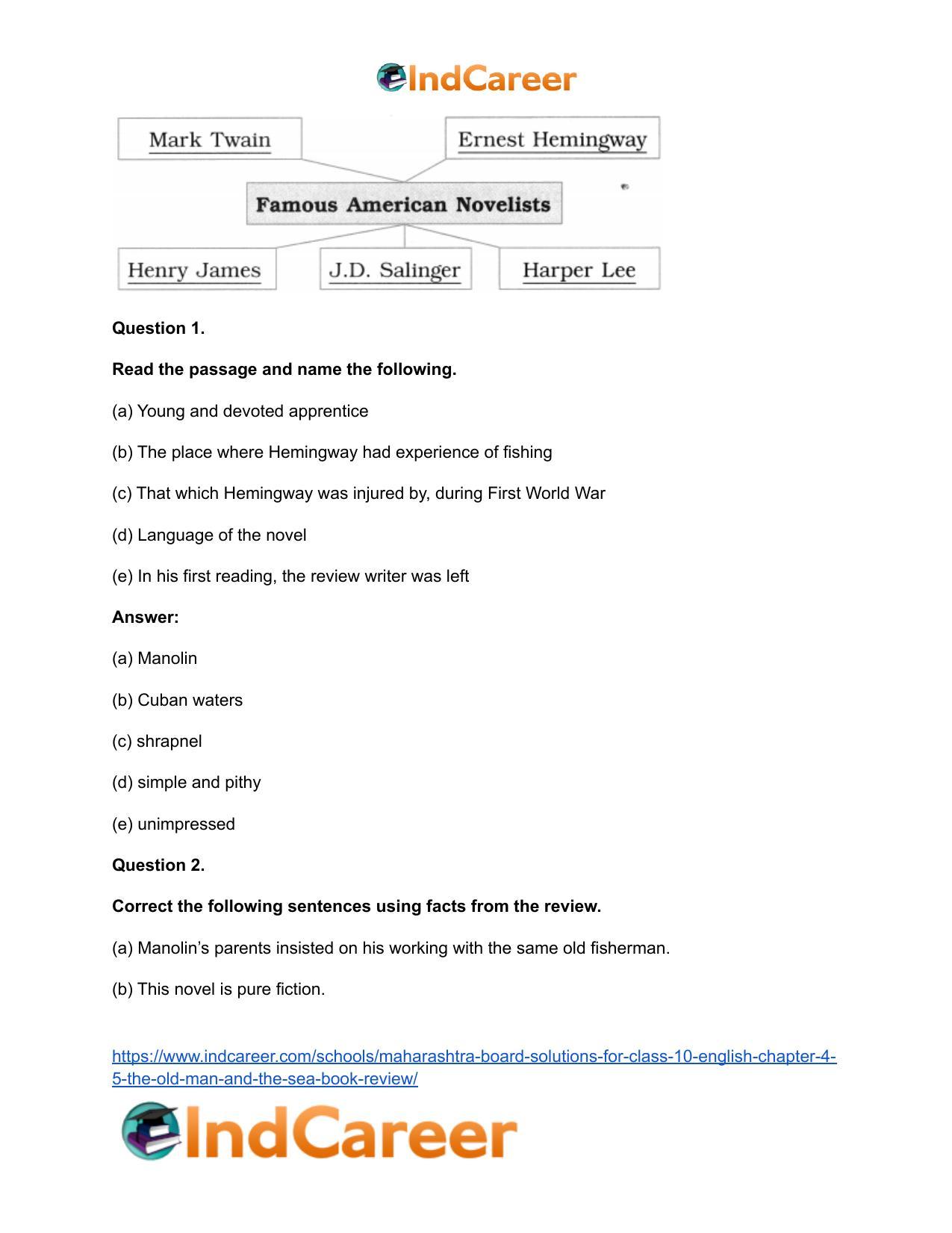 Maharashtra Board Solutions for Class 10- English: Chapter 4.5- The Old Man and The Sea Book Review - Page 5