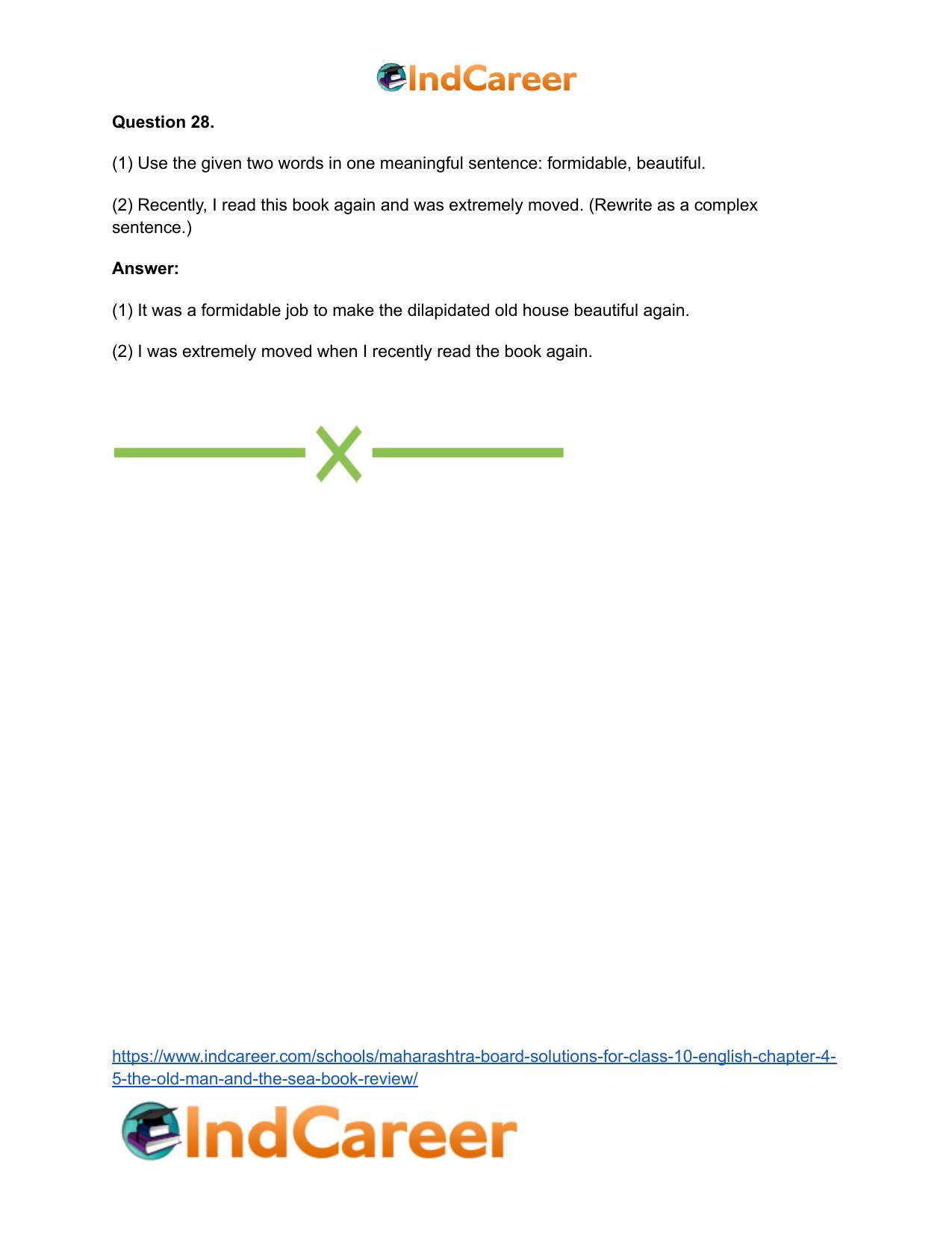 Maharashtra Board Solutions for Class 10- English: Chapter 4.5- The Old Man and The Sea Book Review - Page 20