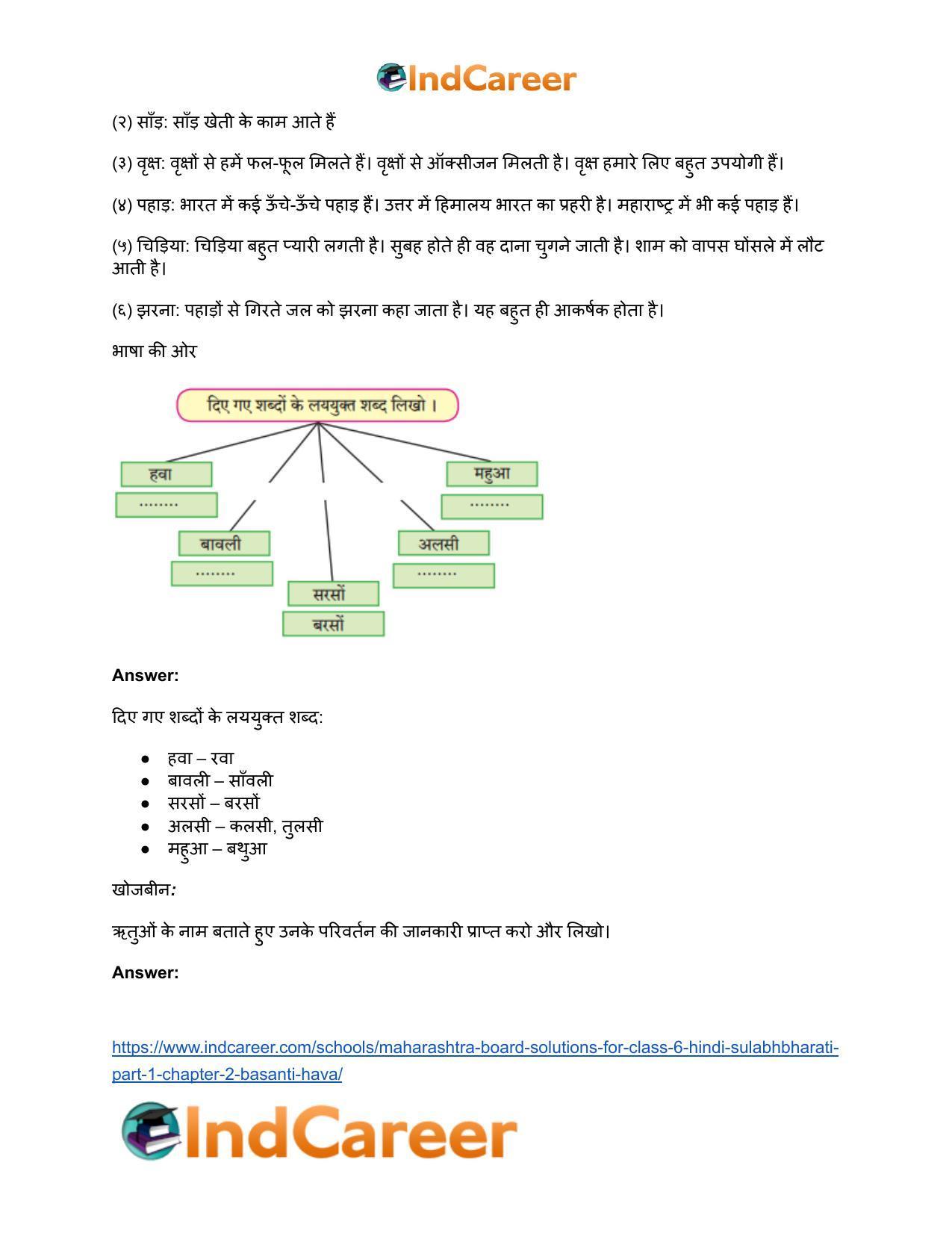 Maharashtra Board Solutions for Class 6- Hindi Sulabhbharati (Part 1): Chapter 2- बसंती हवा - Page 3