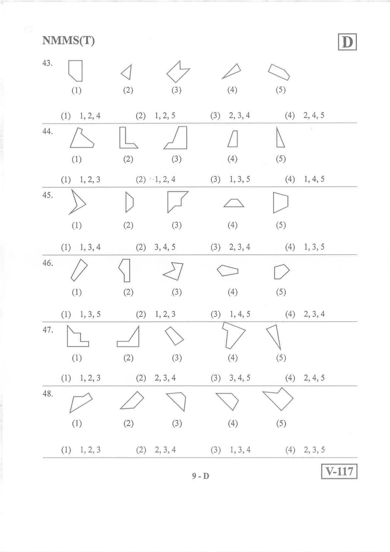 Telugu Medium Nov 2019 (Set D) Class 8 Andhra Pradesh NMMS Question Papers - Page 9