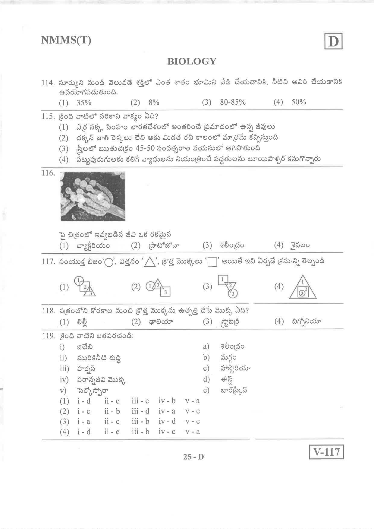 Telugu Medium Nov 2019 (Set D) Class 8 Andhra Pradesh NMMS Question Papers - Page 25