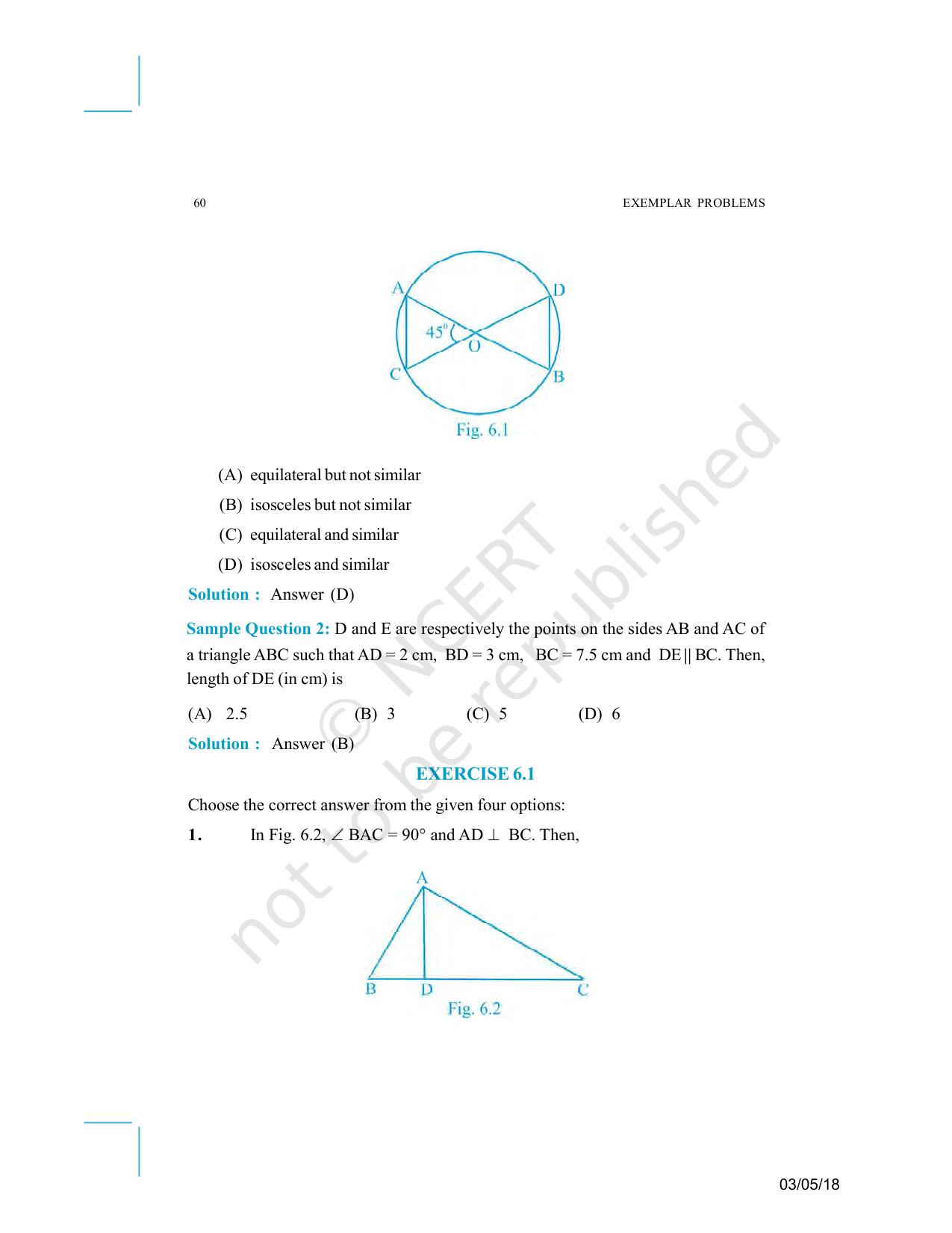NCERT Exemplar Book for Class 10 Maths: Chapter 6 Triangles - Page 2