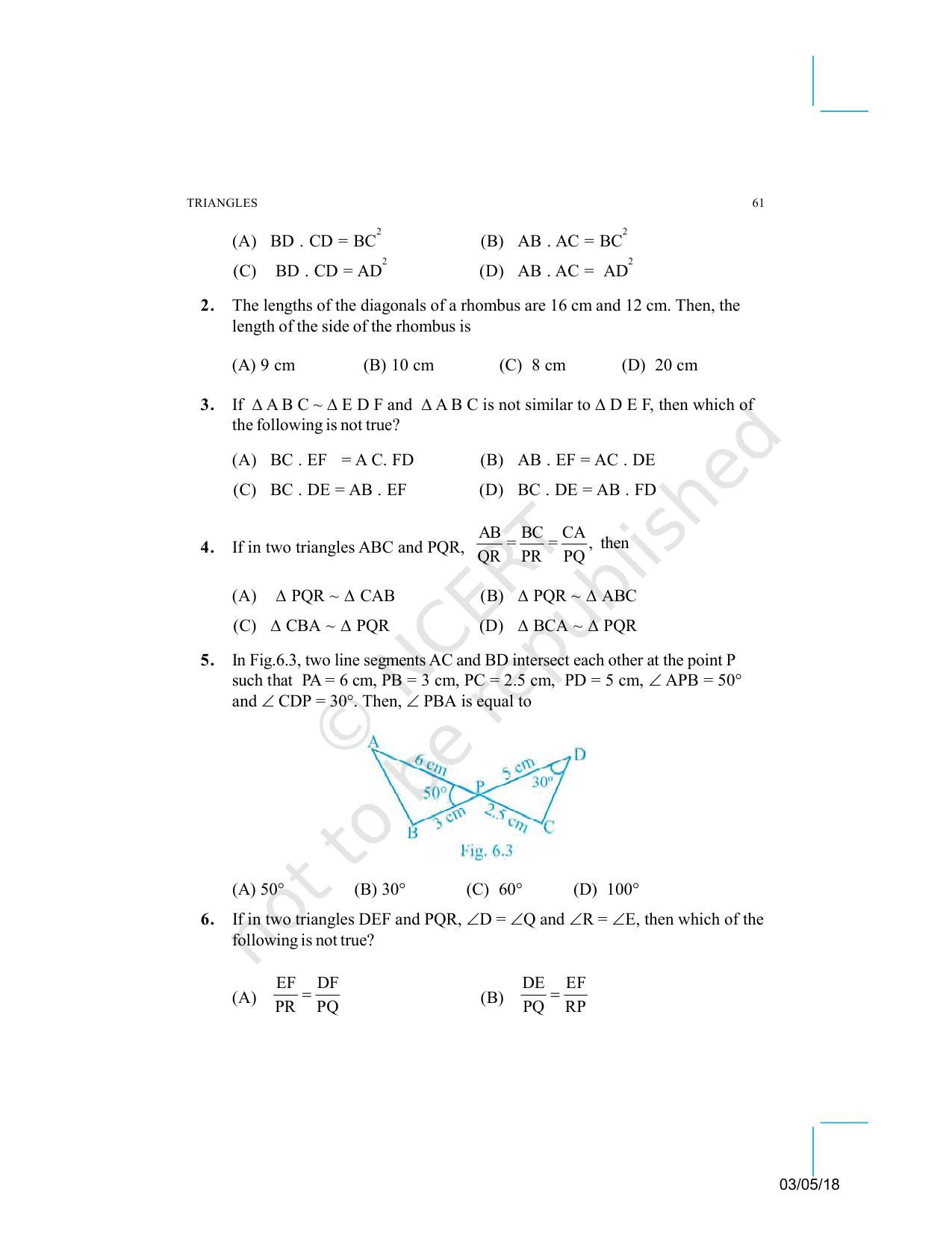 NCERT Exemplar Book for Class 10 Maths: Chapter 6 Triangles - Page 3
