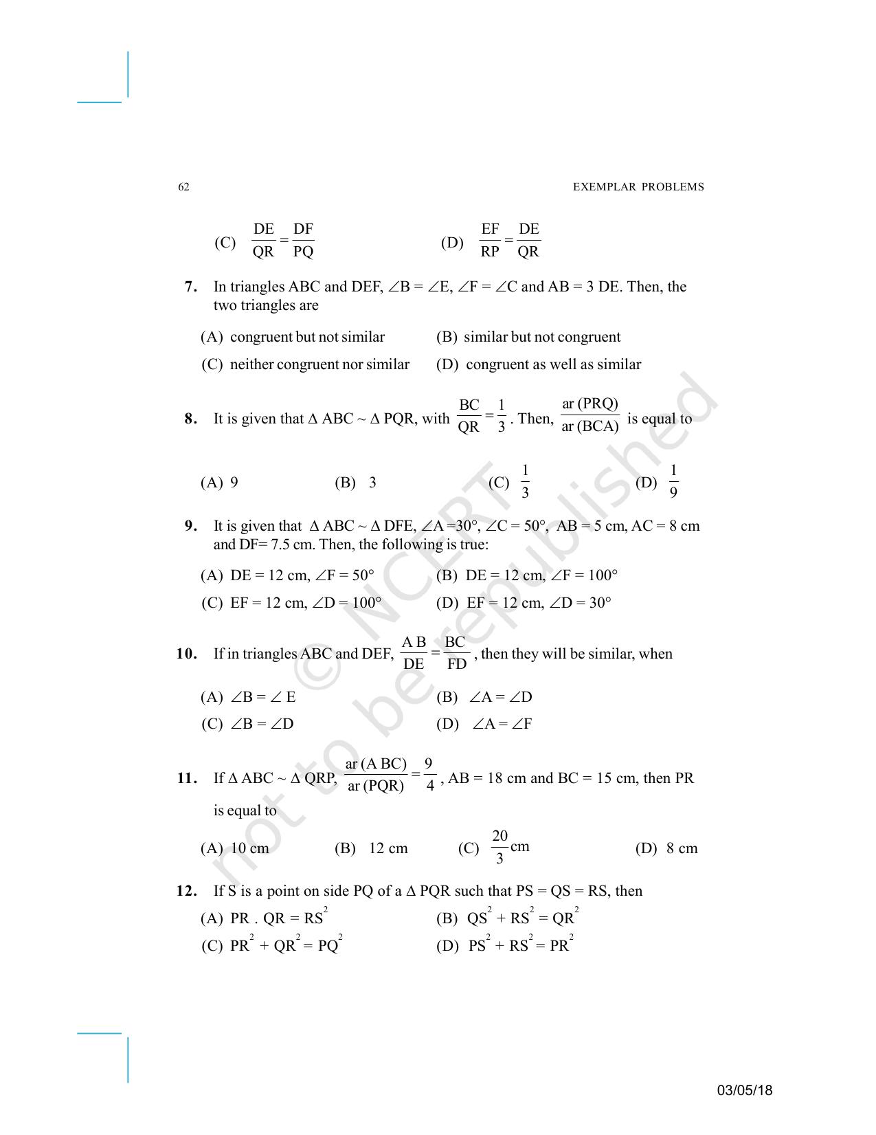 NCERT Exemplar Book for Class 10 Maths: Chapter 6 Triangles - Page 4