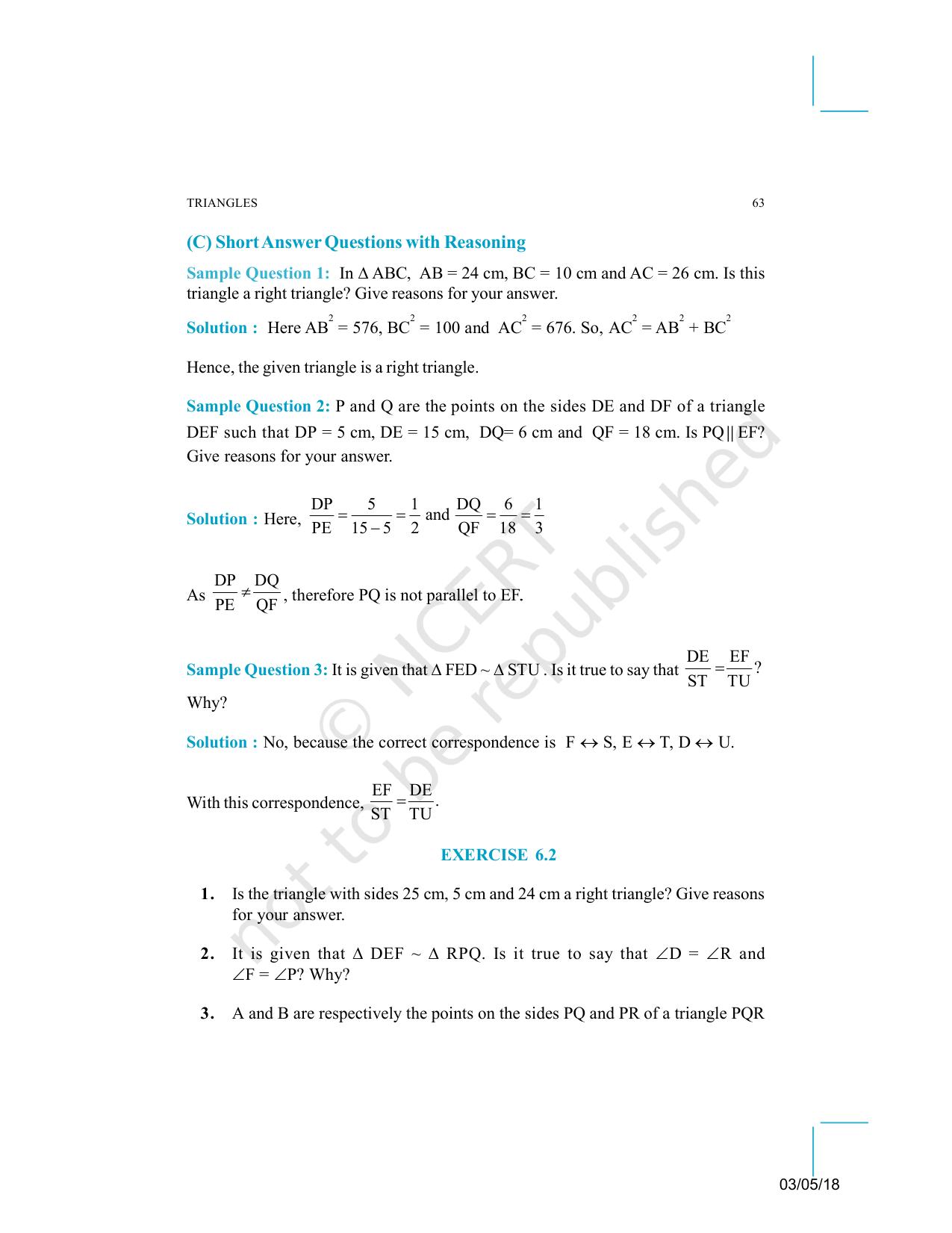 NCERT Exemplar Book for Class 10 Maths: Chapter 6 Triangles - Page 5