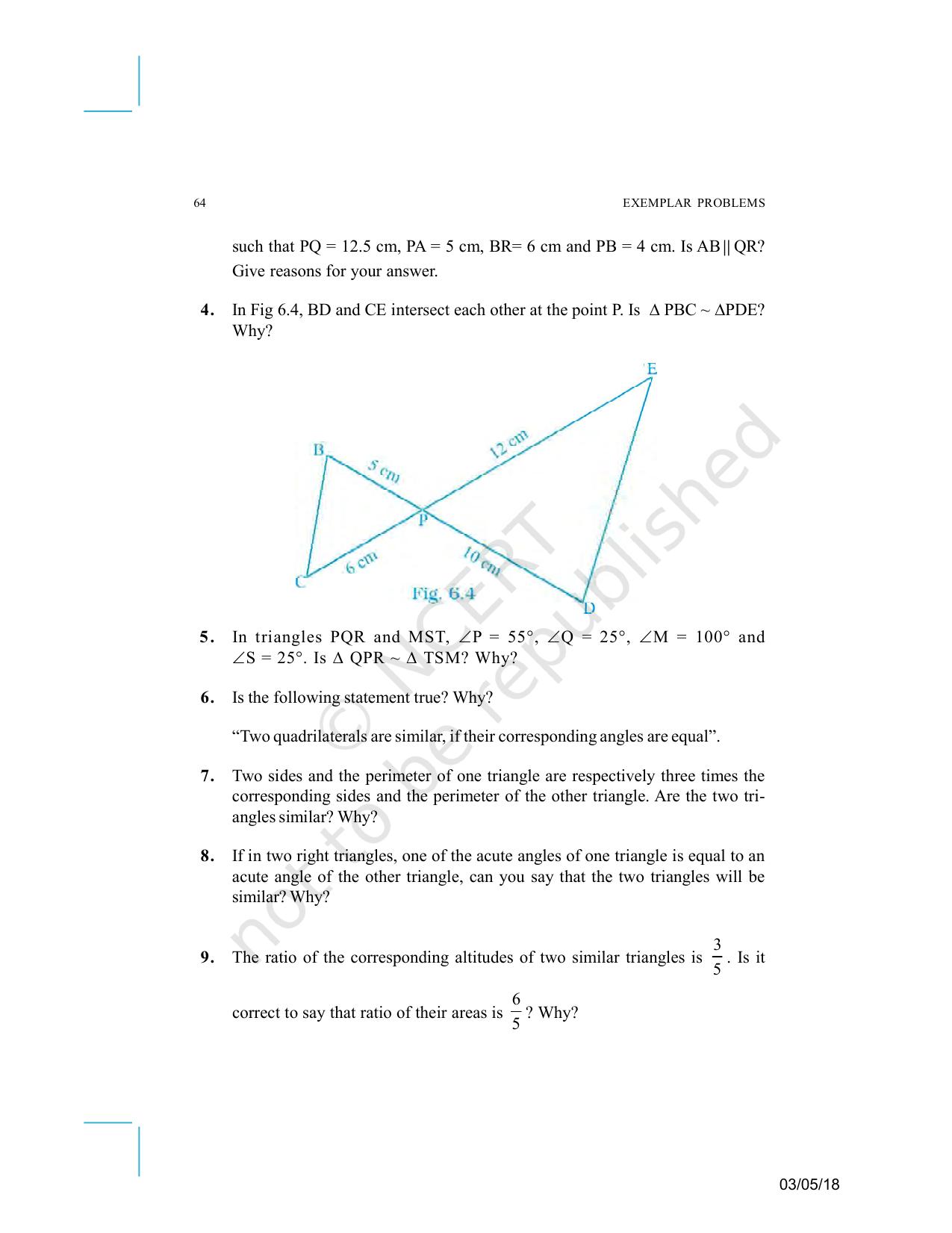 NCERT Exemplar Book for Class 10 Maths: Chapter 6 Triangles - Page 6
