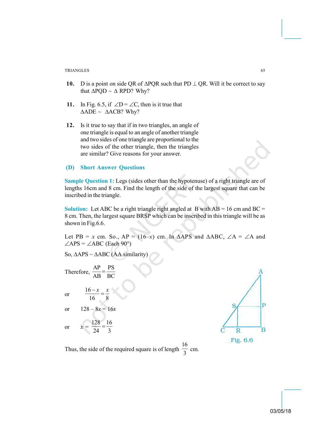 NCERT Exemplar Book for Class 10 Maths: Chapter 6 Triangles - Page 7