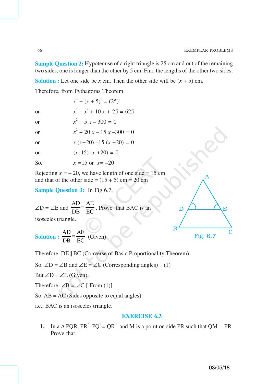 NCERT Exemplar Book for Class 10 Maths: Chapter 6 Triangles - Page 8