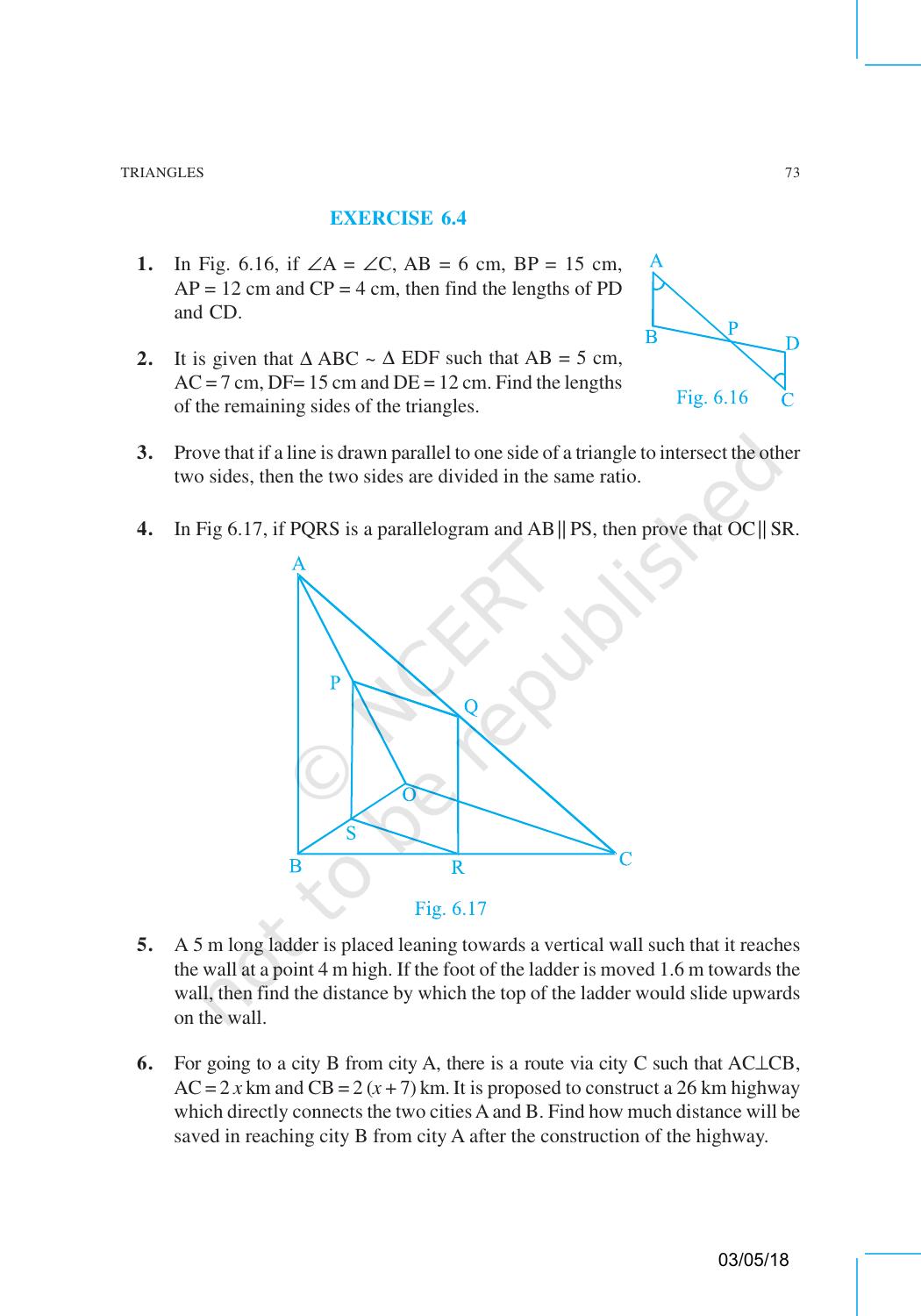 NCERT Exemplar Book for Class 10 Maths: Chapter 6 Triangles - Page 15
