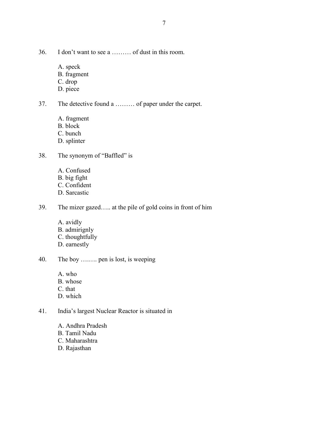 CUSAT CAT 2016 MIP PhD Question Paper - Page 7