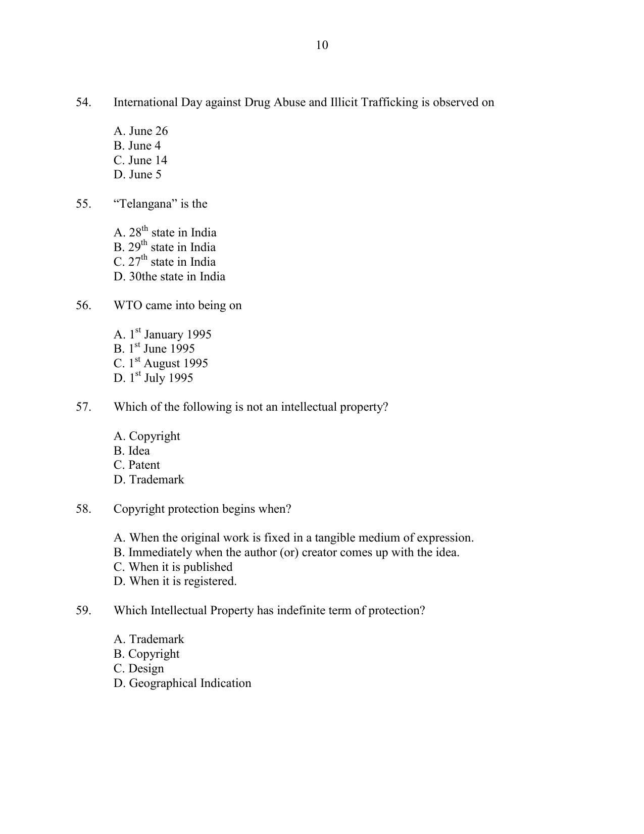 CUSAT CAT 2016 MIP PhD Question Paper - Page 10