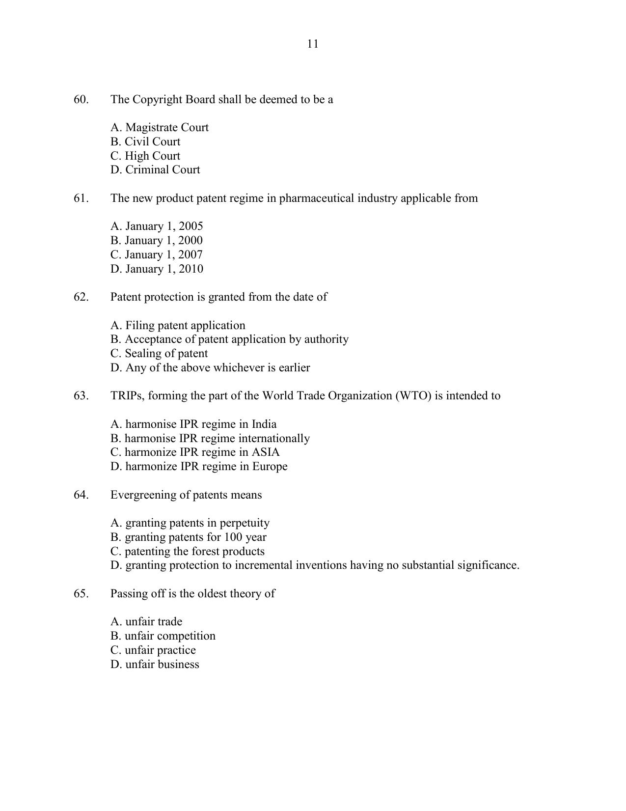 CUSAT CAT 2016 MIP PhD Question Paper - Page 11