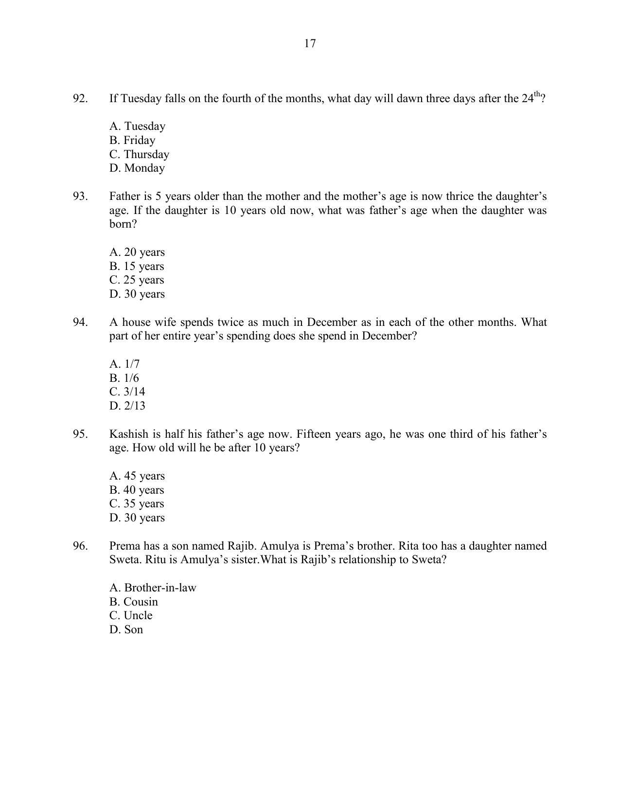 CUSAT CAT 2016 MIP PhD Question Paper - Page 17