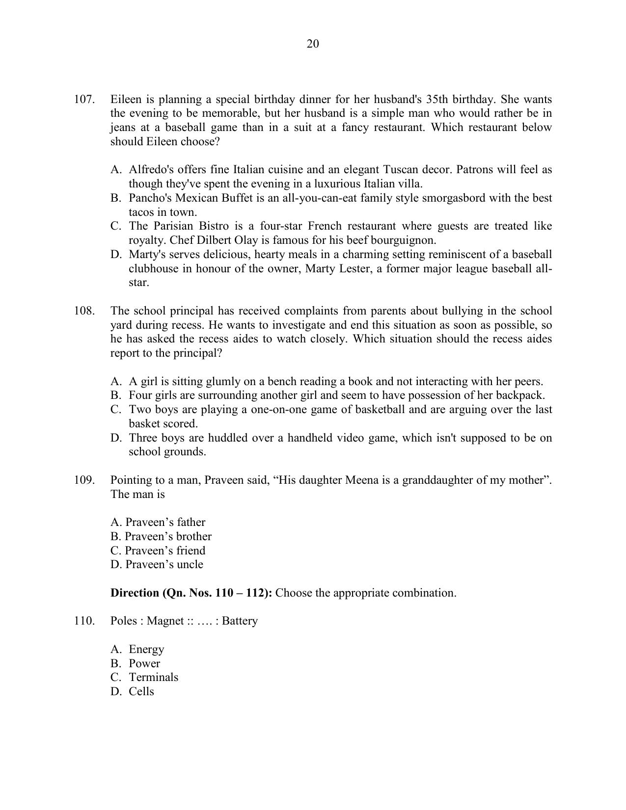 CUSAT CAT 2016 MIP PhD Question Paper - Page 20
