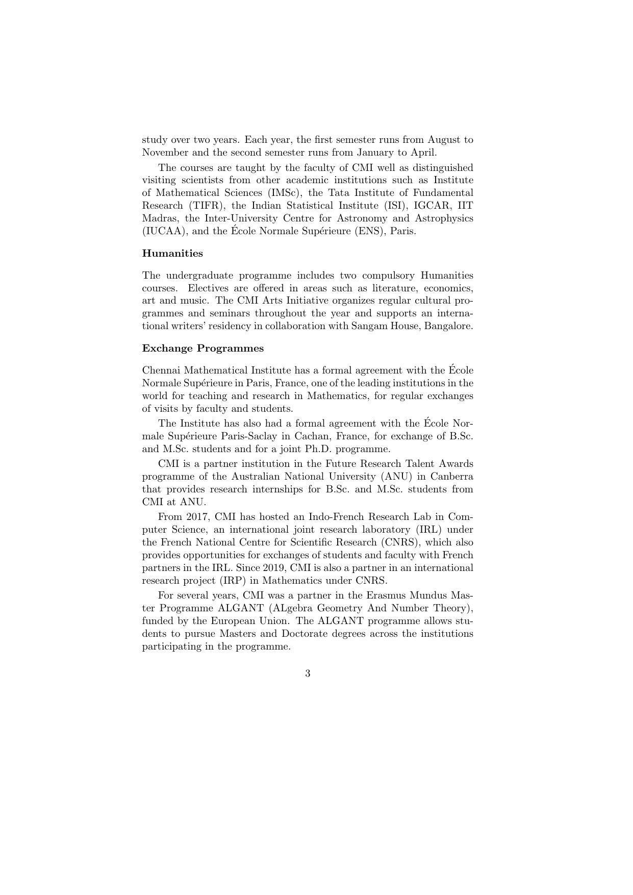 Chennai Mathematical Institute, Siruseri Information Brochure, 2022–2023 - Page 4