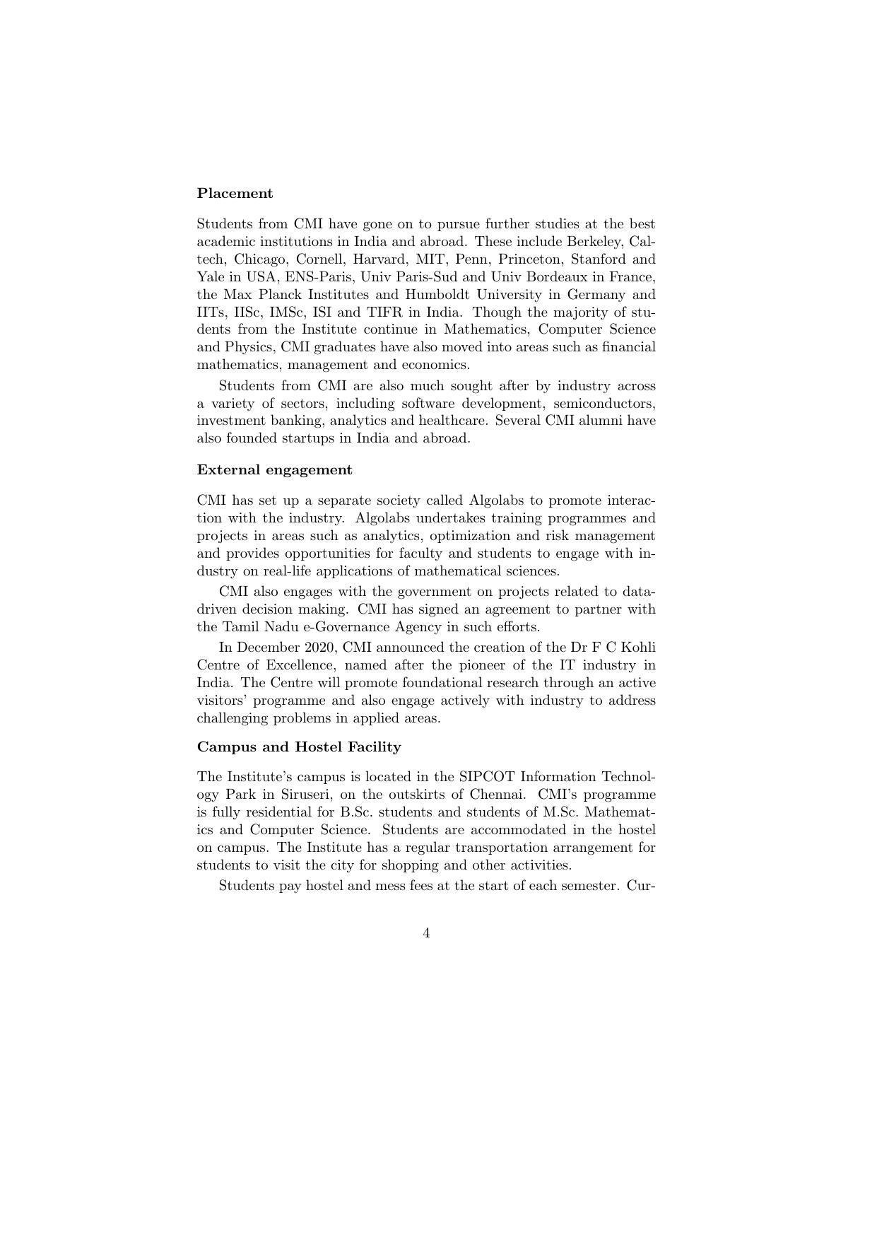 Chennai Mathematical Institute, Siruseri Information Brochure, 2022–2023 - Page 5