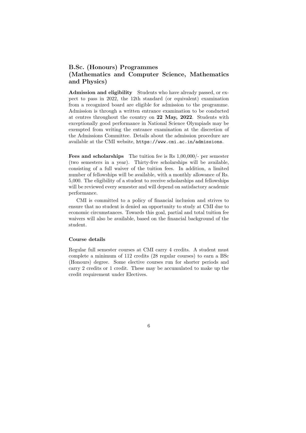 Chennai Mathematical Institute, Siruseri Information Brochure, 2022–2023 - Page 7