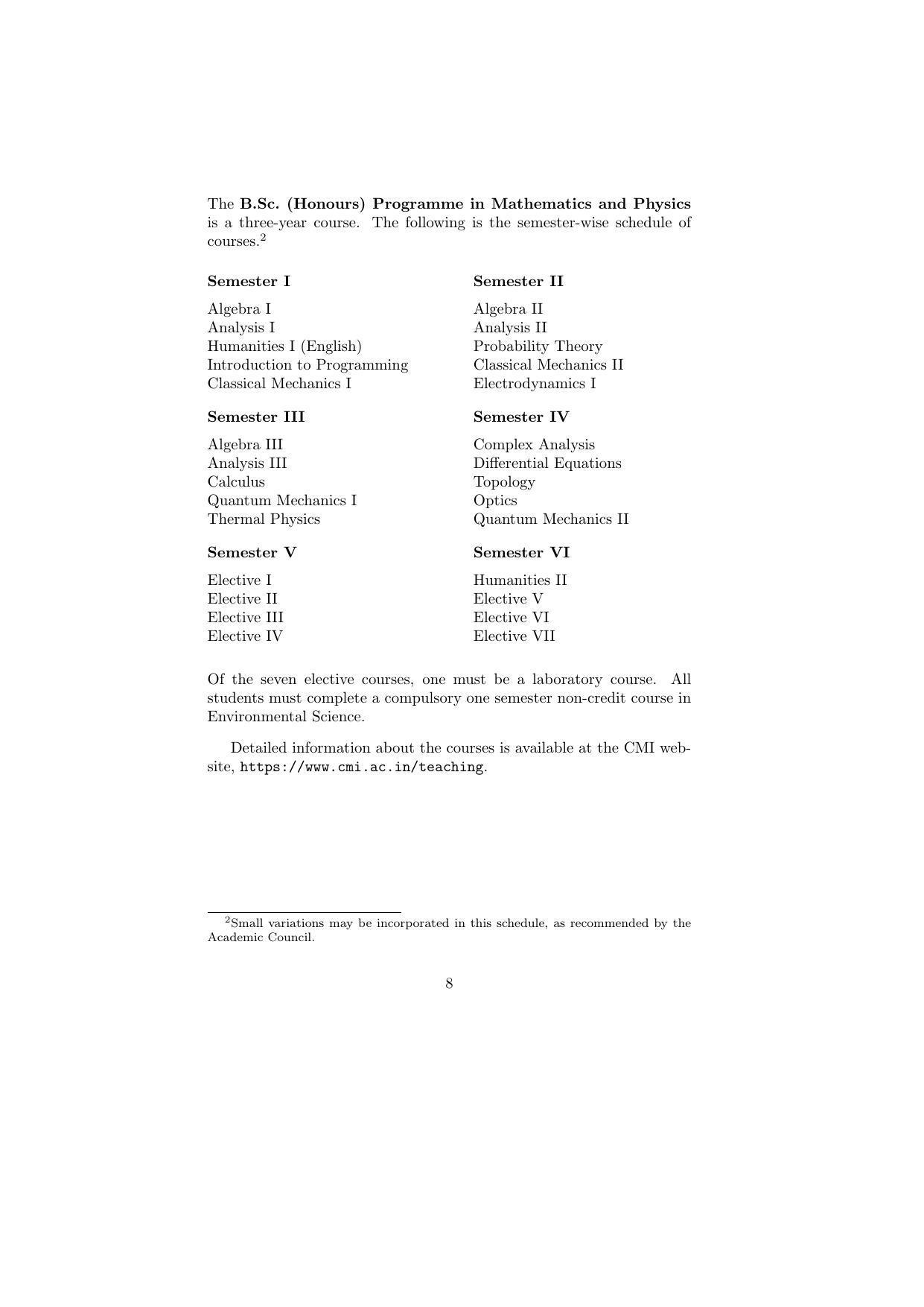 Chennai Mathematical Institute, Siruseri Information Brochure, 2022–2023 - Page 9