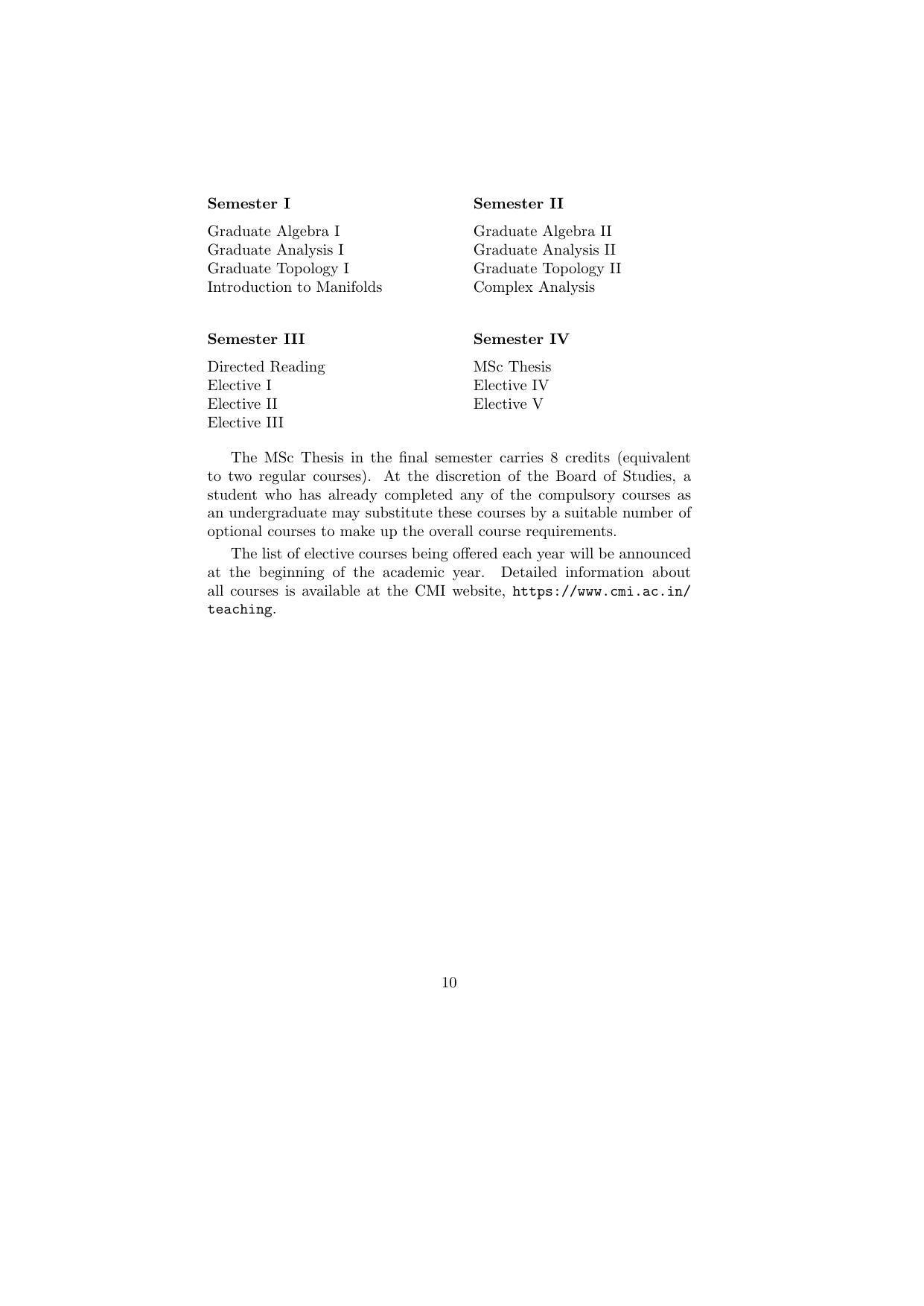 Chennai Mathematical Institute, Siruseri Information Brochure, 2022–2023 - Page 11