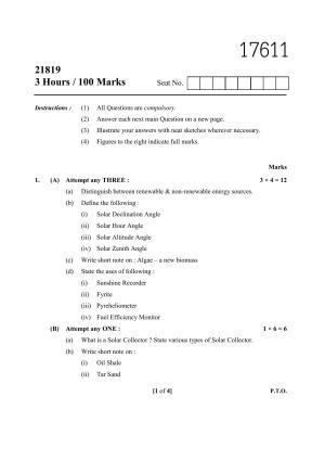 MSBTE Summer Question Paper 2019 - Renewable Energy Sources & Management