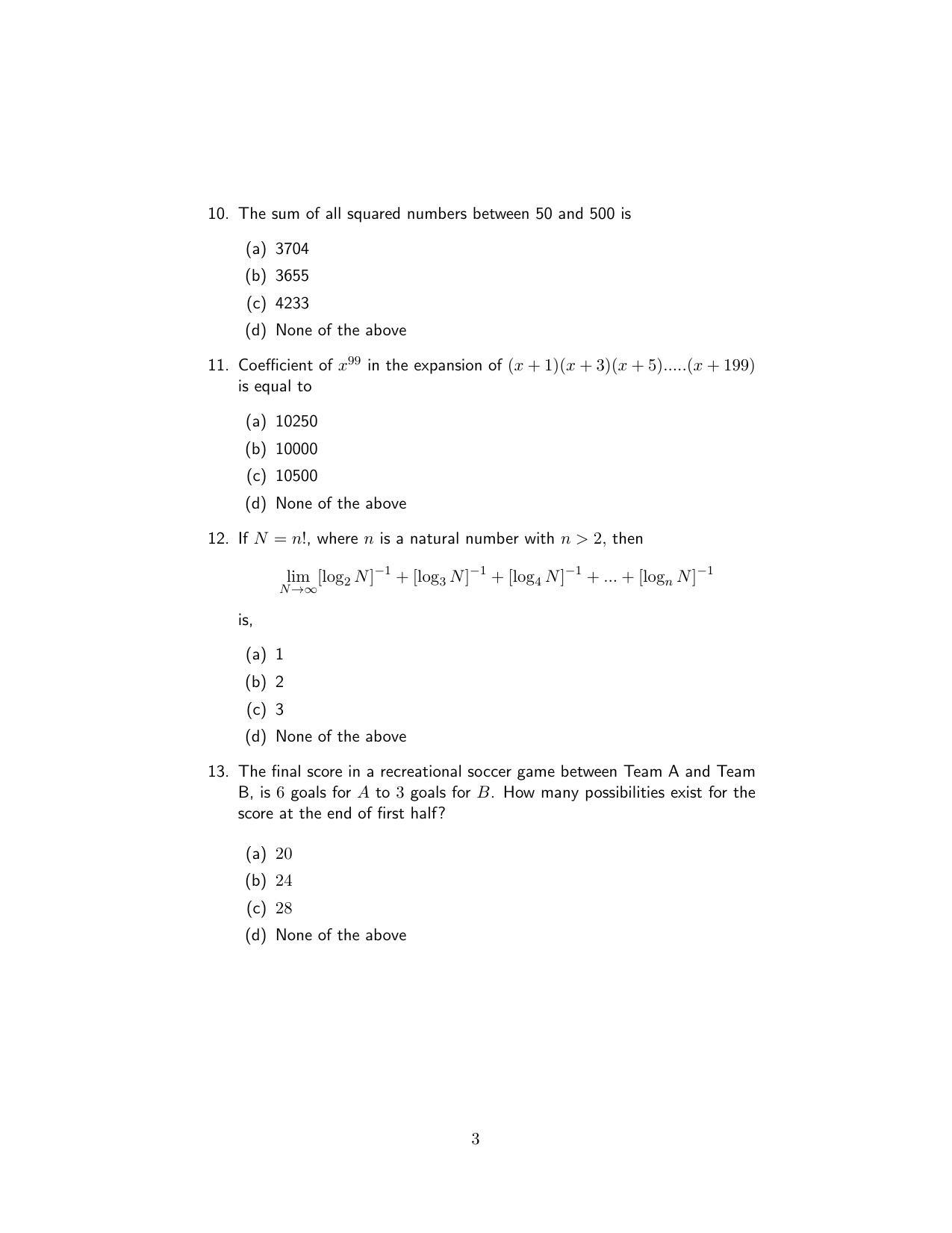 ISI Admission Test M.S.(QMS) QMA 2018 Sample Paper - Page 3