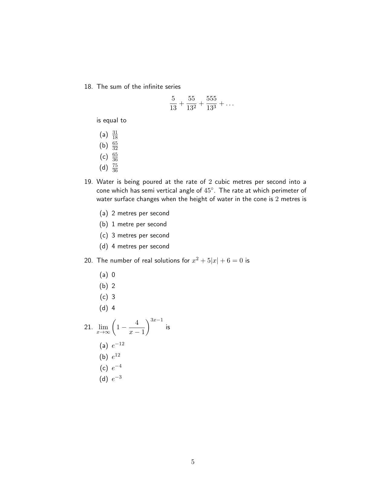 ISI Admission Test M.S.(QMS) QMA 2018 Sample Paper - Page 5