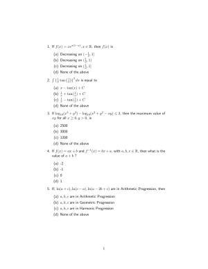 ISI Admission Test M.S.(QMS) QMA 2018 Sample Paper