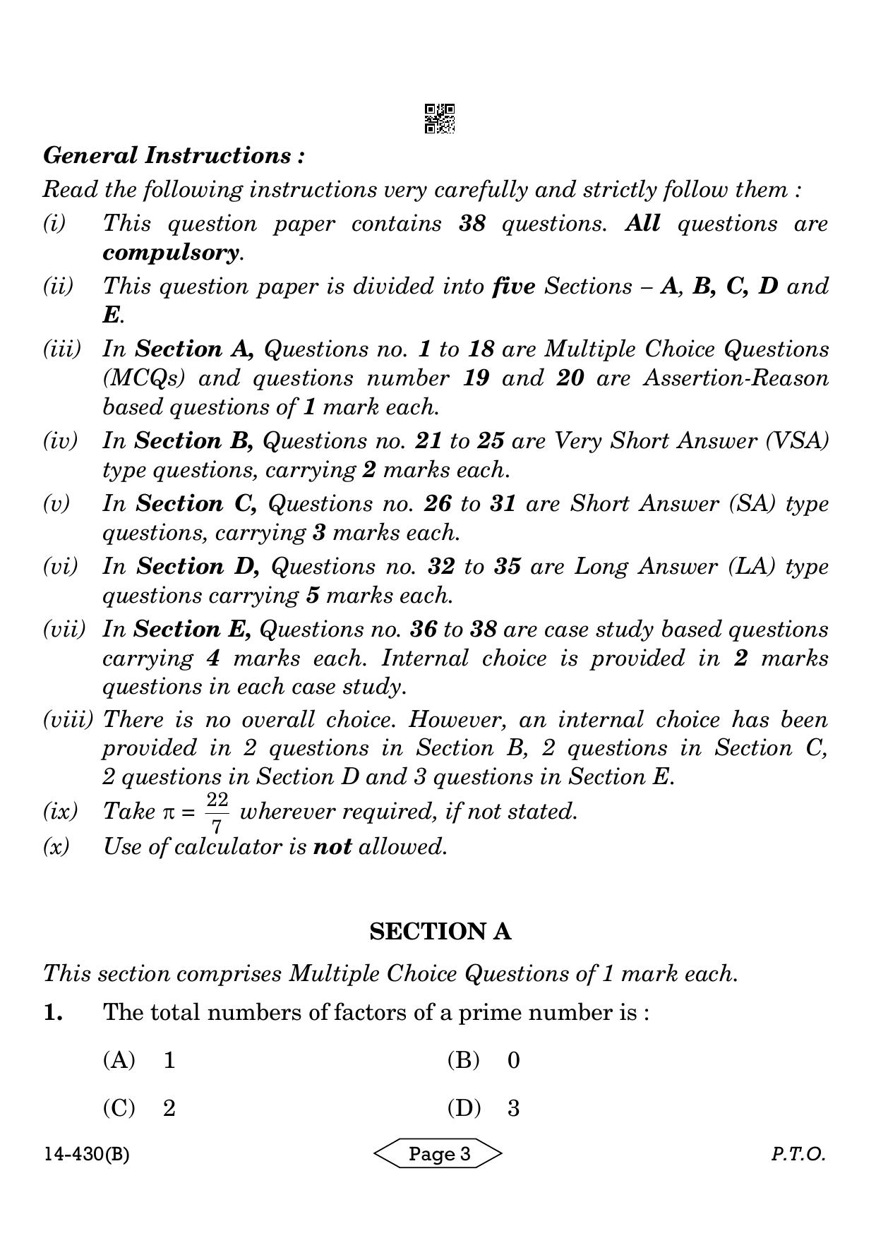 CBSE Class 10 Mathematics Basic 2024 Question Paper - Page 3