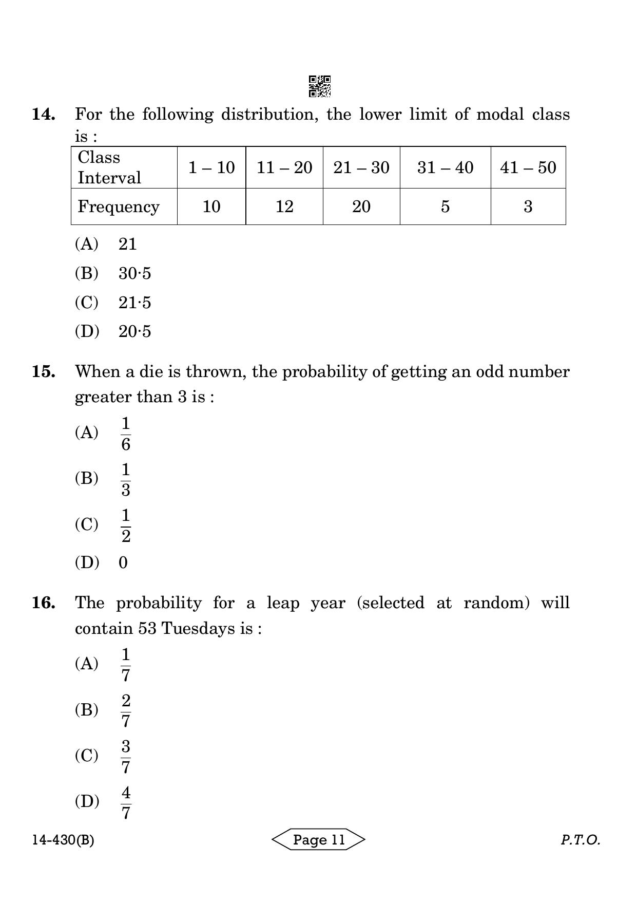 CBSE Class 10 Mathematics Basic 2024 Question Paper - Page 11