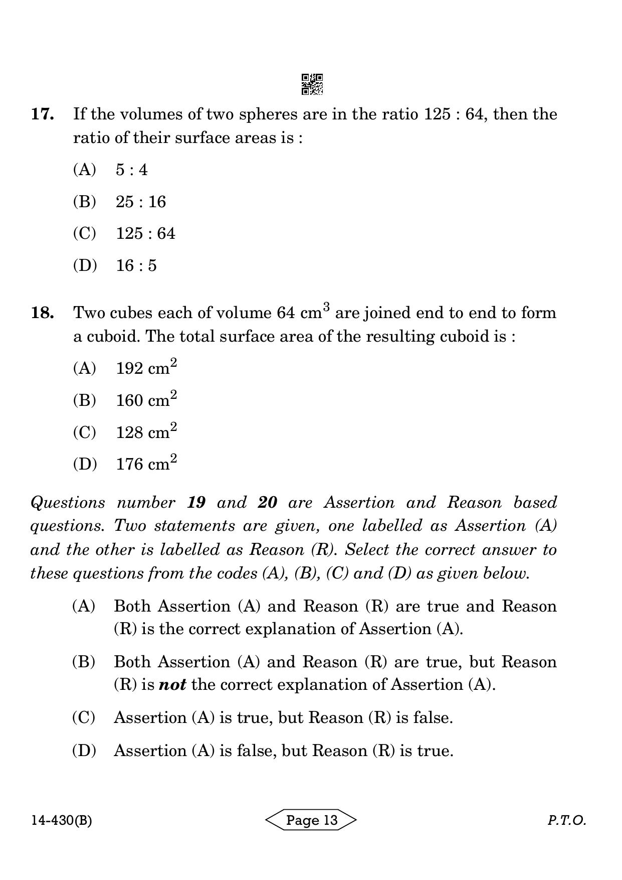 CBSE Class 10 Mathematics Basic 2024 Question Paper - Page 13