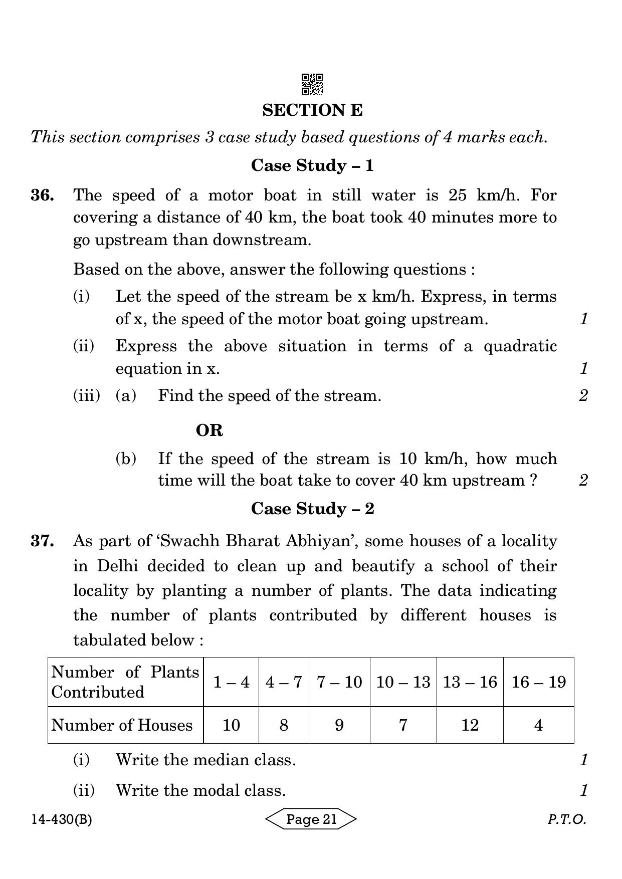 CBSE Class 10 Mathematics Basic 2024 Question Paper - Page 21