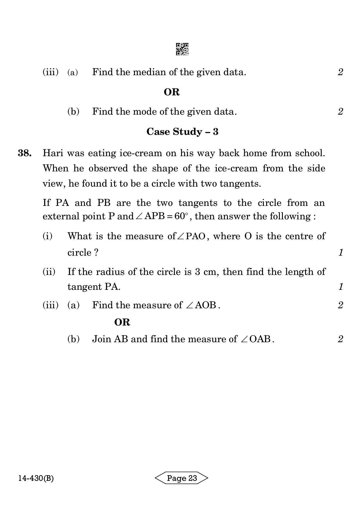 CBSE Class 10 Mathematics Basic 2024 Question Paper - Page 23