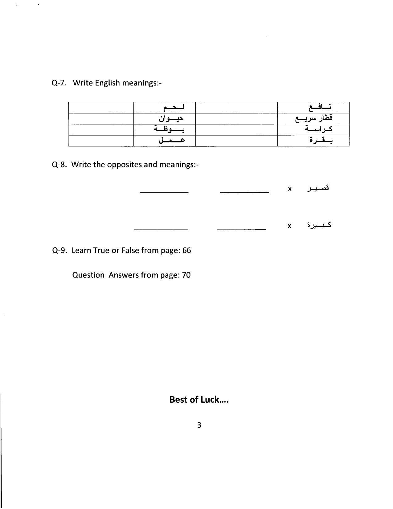 Worksheet for Class 5 Arabic Assignment 2 - Page 3