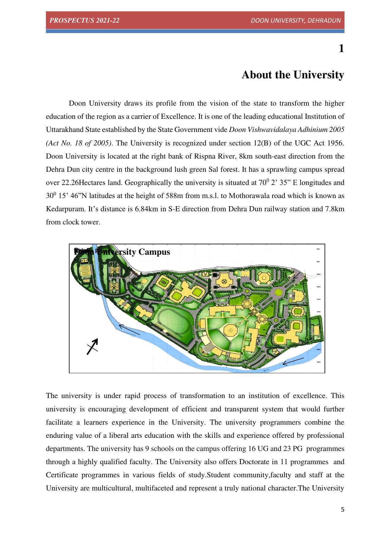 Doon University, Dehradun Prospectus 2021-22 - Page 5