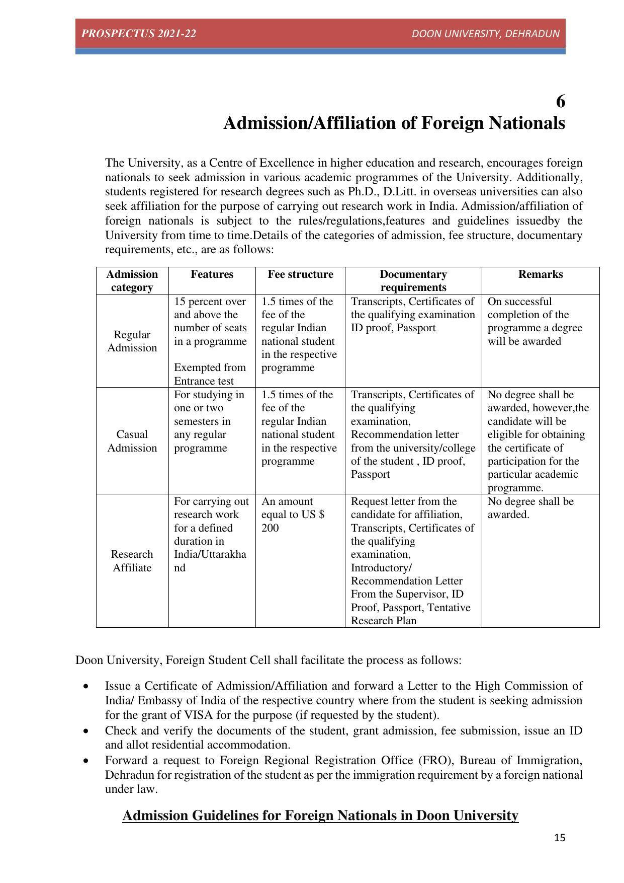 Doon University, Dehradun Prospectus 2021-22 - Page 15