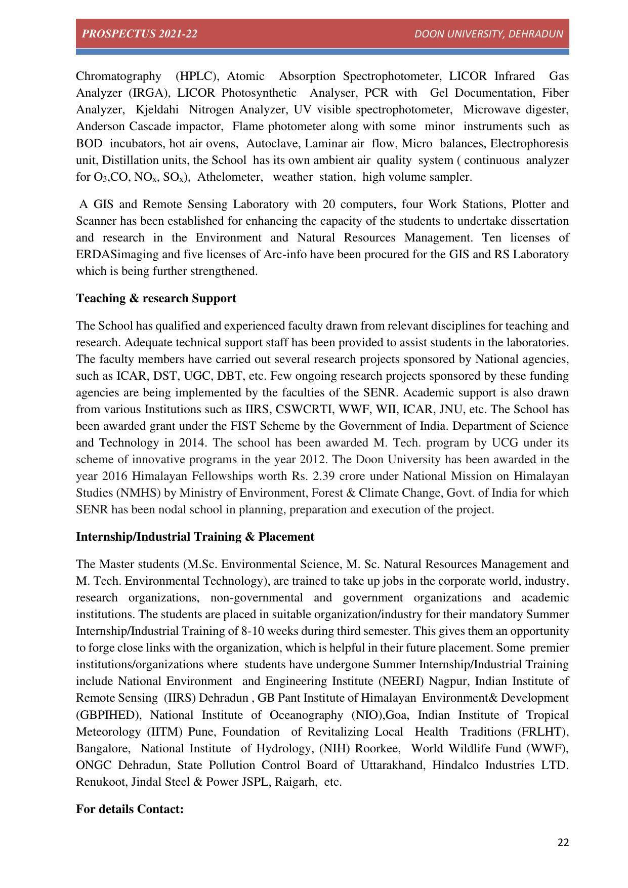 Doon University, Dehradun Prospectus 2021-22 - Page 22
